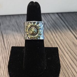 Wide Sunflower Band Ring